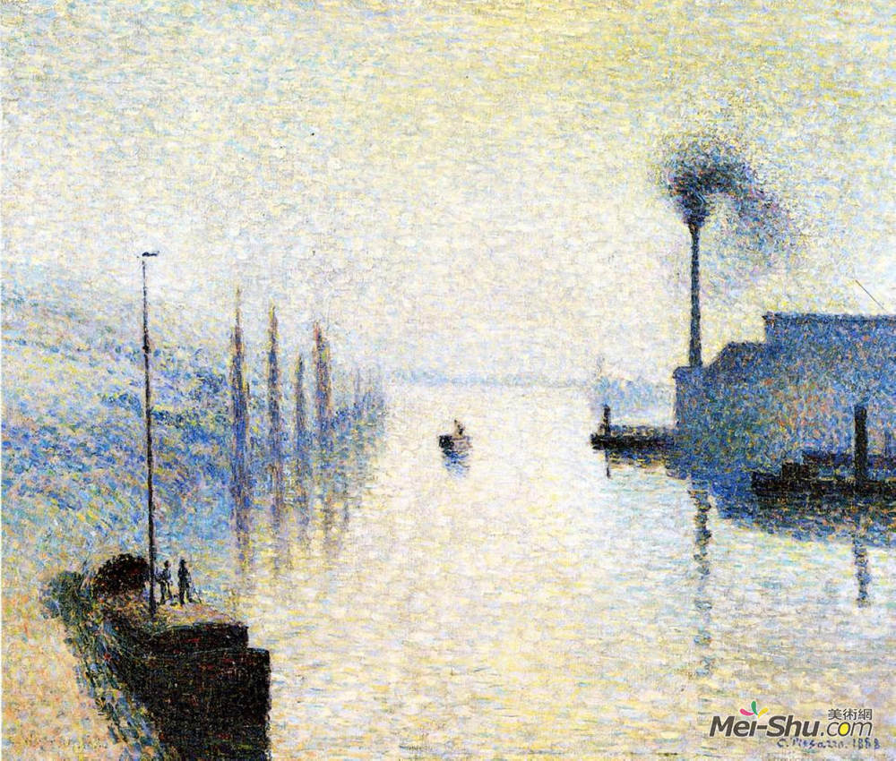 卡米耶·毕沙罗(Camille Pissarro)高清作品《Ile Lacruix, Rouen. Effect of Fog.》