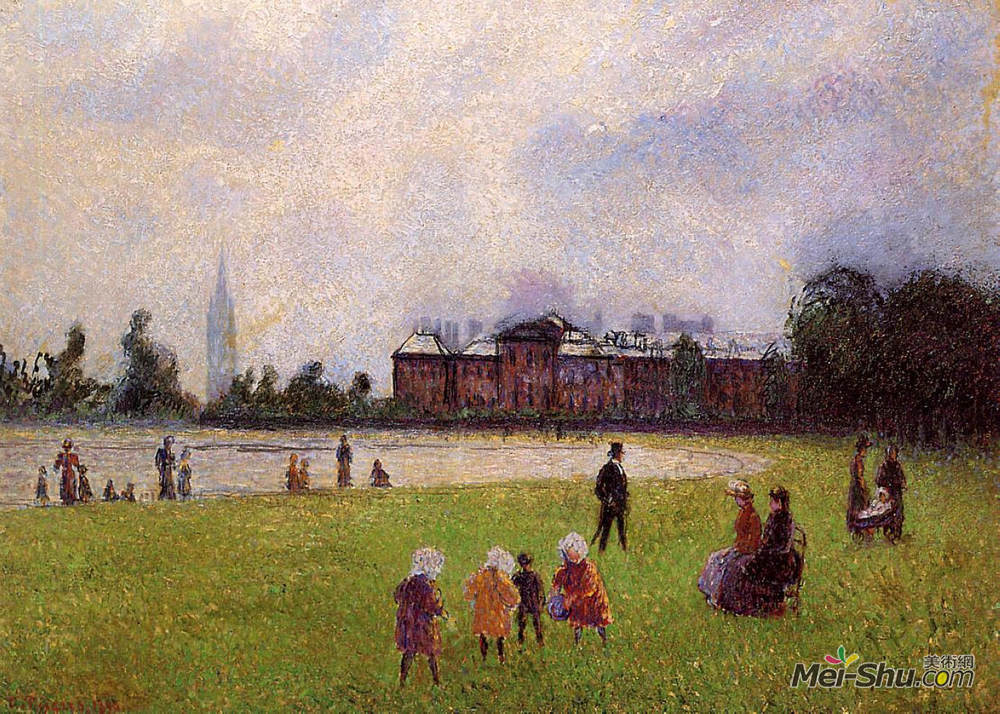 卡米耶·毕沙罗(Camille Pissarro)高清作品《伦敦肯辛顿花园。》