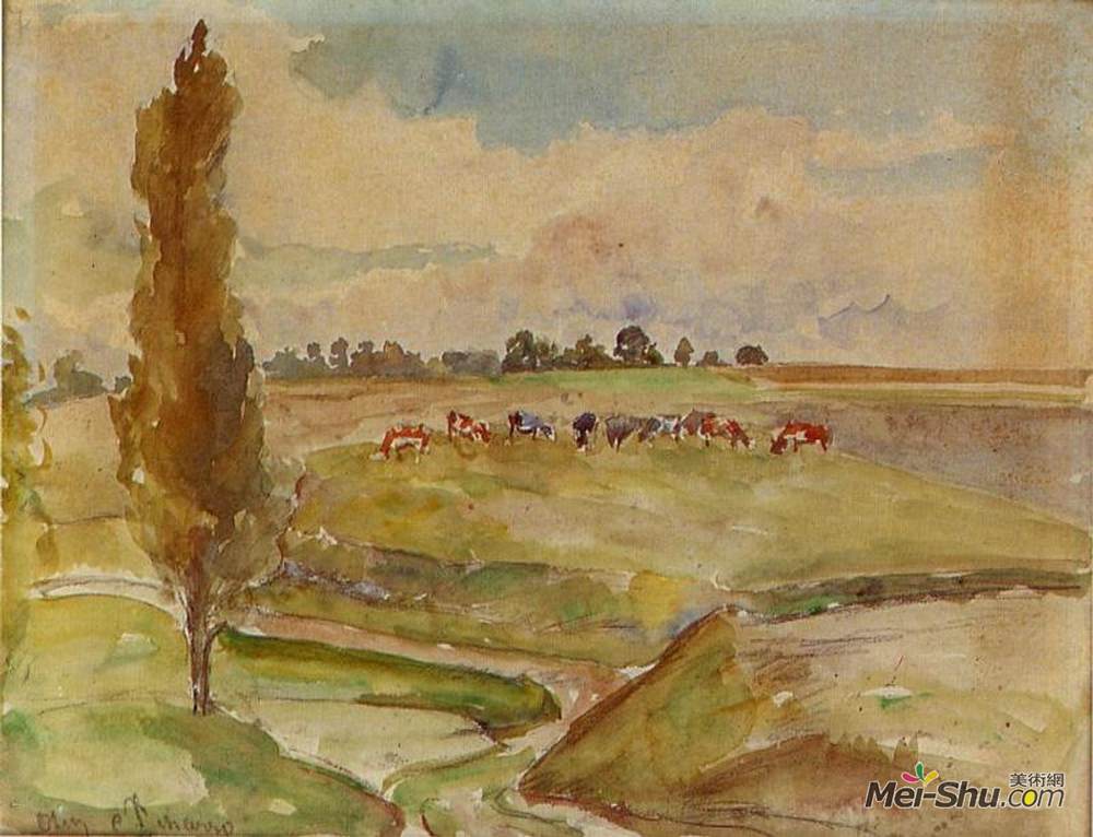 卡米耶·毕沙罗(Camille Pissarro)高清作品《在奥斯尼景观》