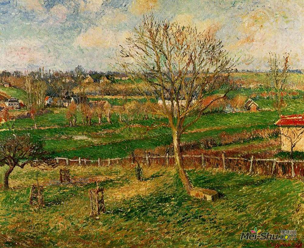 卡米耶·毕沙罗(Camille Pissarro)高清作品《Landscape, Fields, Eragny》