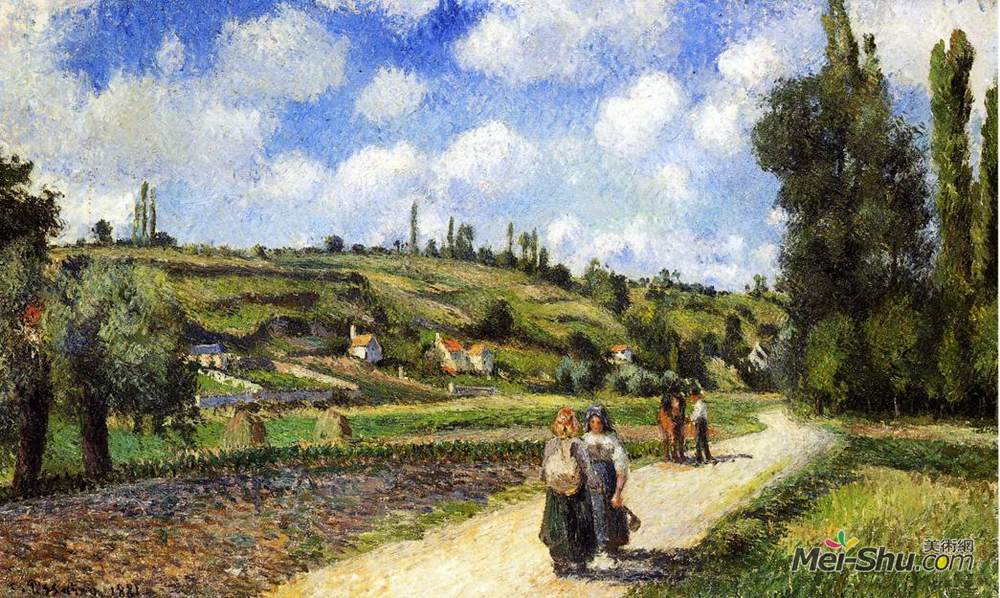 卡米耶·毕沙罗(Camille Pissarro)高清作品《奥佛路附近的蓬图瓦兹风景》