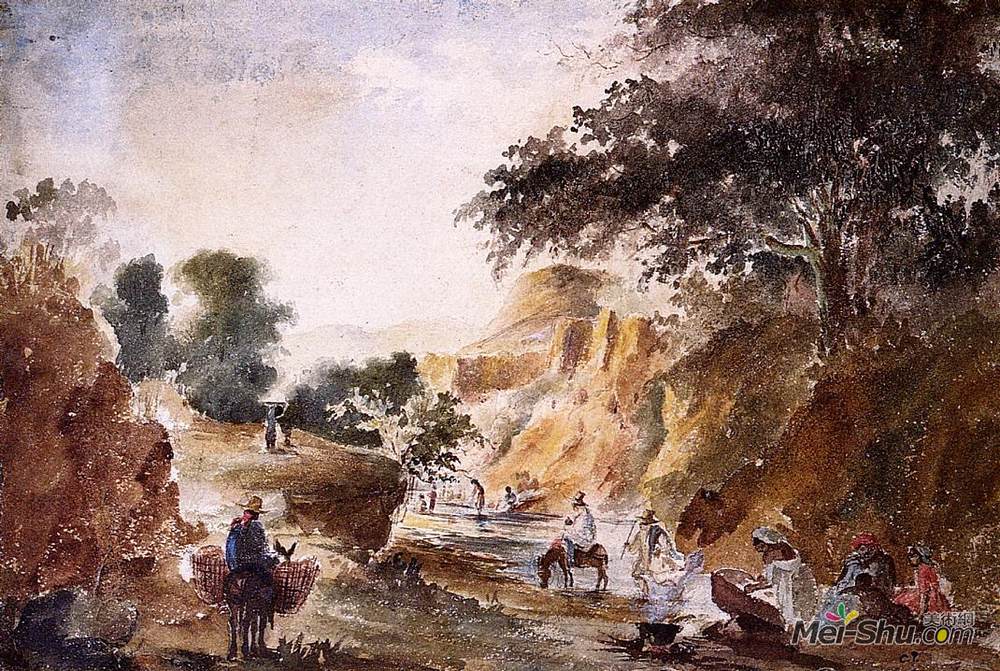 卡米耶·毕沙罗(Camille Pissarro)高清作品《河边山水画》