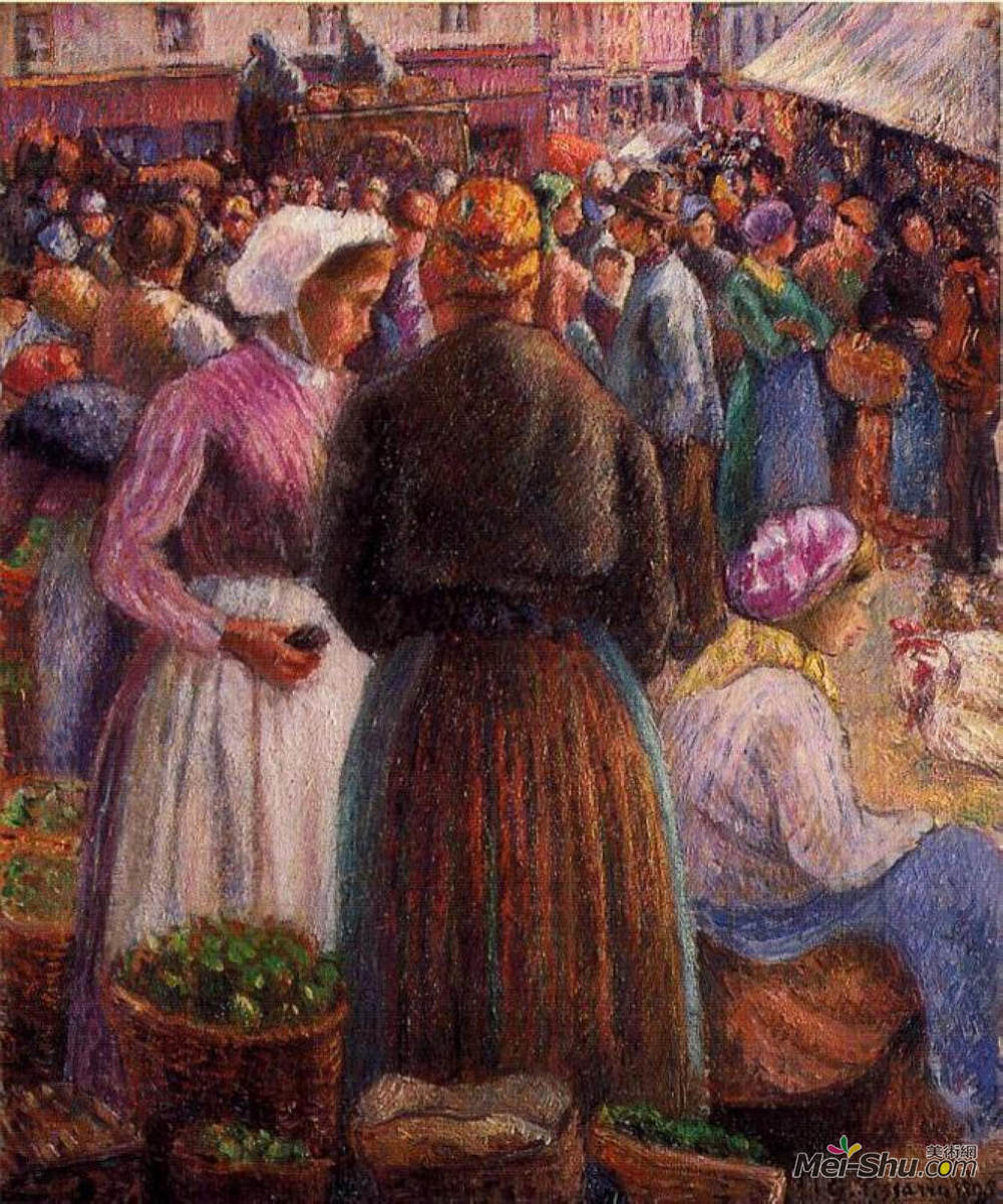 卡米耶·毕沙罗(Camille Pissarro)高清作品《蓬图瓦兹市场》