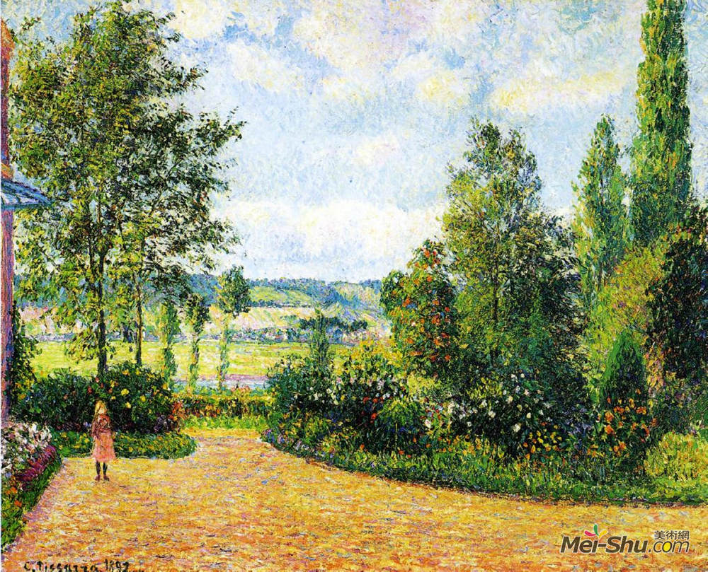 卡米耶·毕沙罗(Camille Pissarro)高清作品《米尔博的花园，阳台》