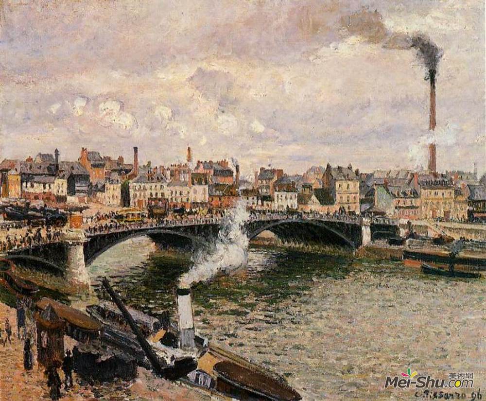 卡米耶·毕沙罗(Camille Pissarro)高清作品《早上，阴天，鲁昂》