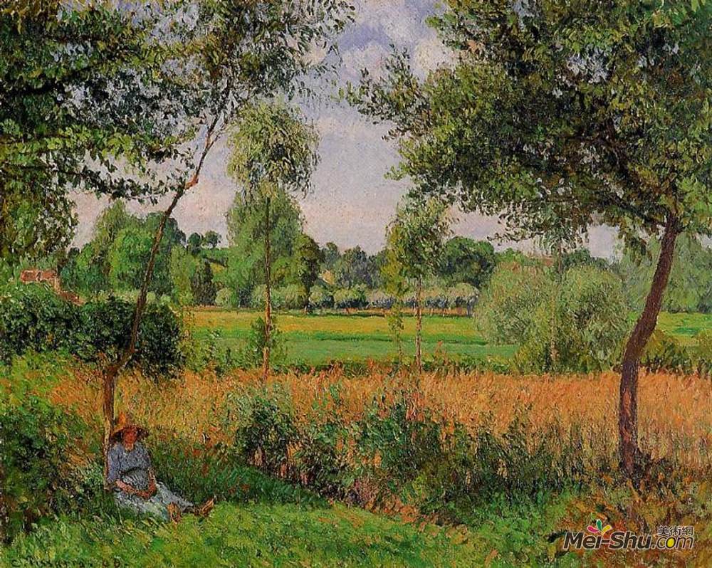 卡米耶·毕沙罗(Camille Pissarro)高清作品《早晨，太阳效应，Eragny》