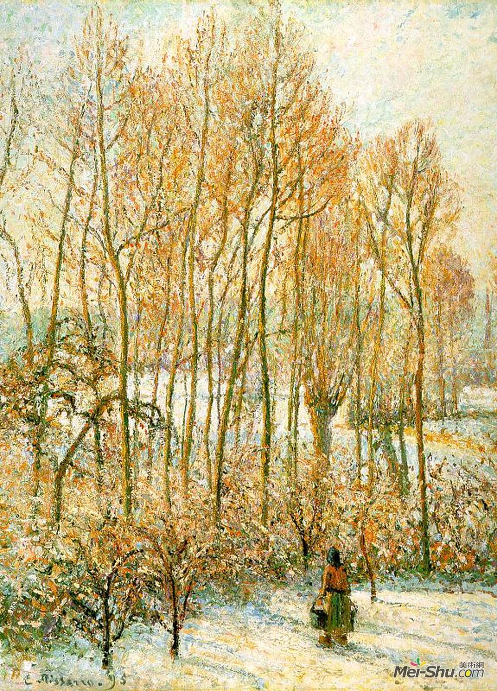 卡米耶·毕沙罗(Camille Pissarro)高清作品《Morning Sunlighton the Snow, Eragny-sur-Epte》