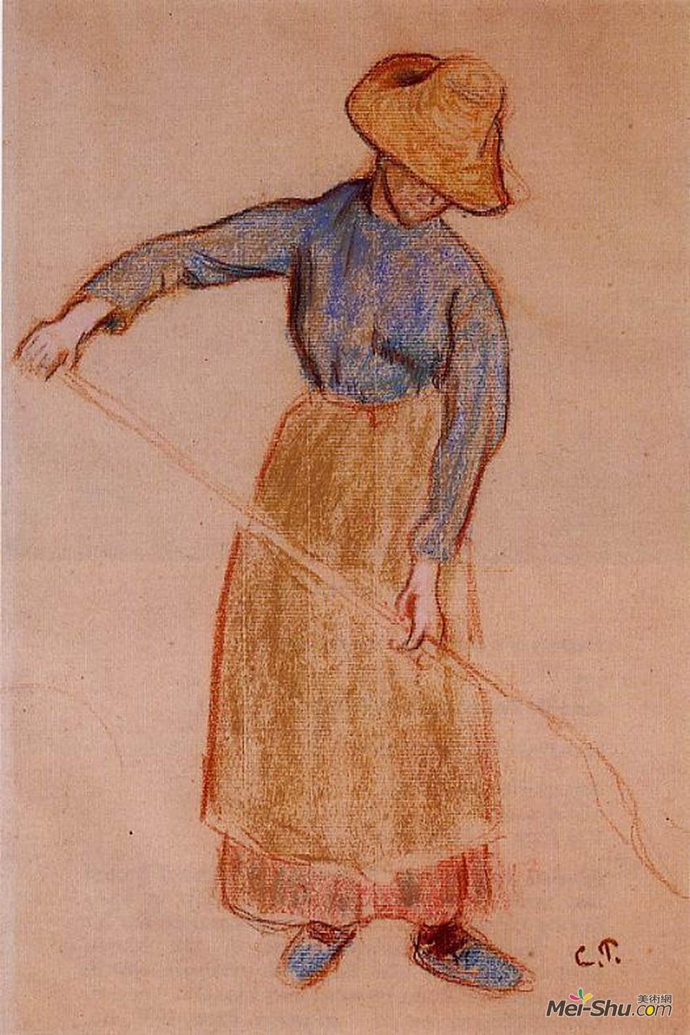 卡米耶·毕沙罗(Camille Pissarro)高清作品《有杈的农民》
