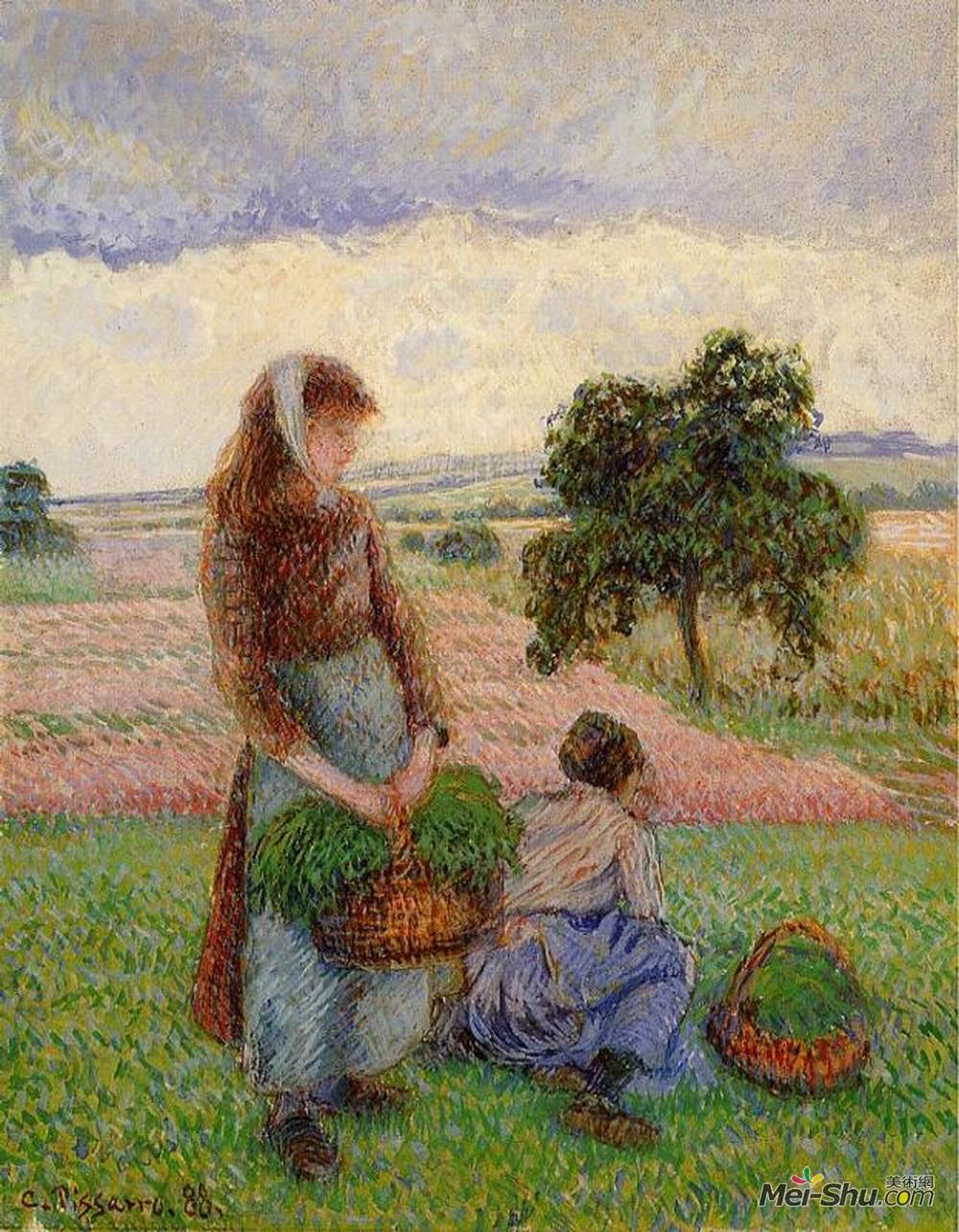 卡米耶·毕沙罗(Camille Pissarro)高清作品《扛篮子的农妇》