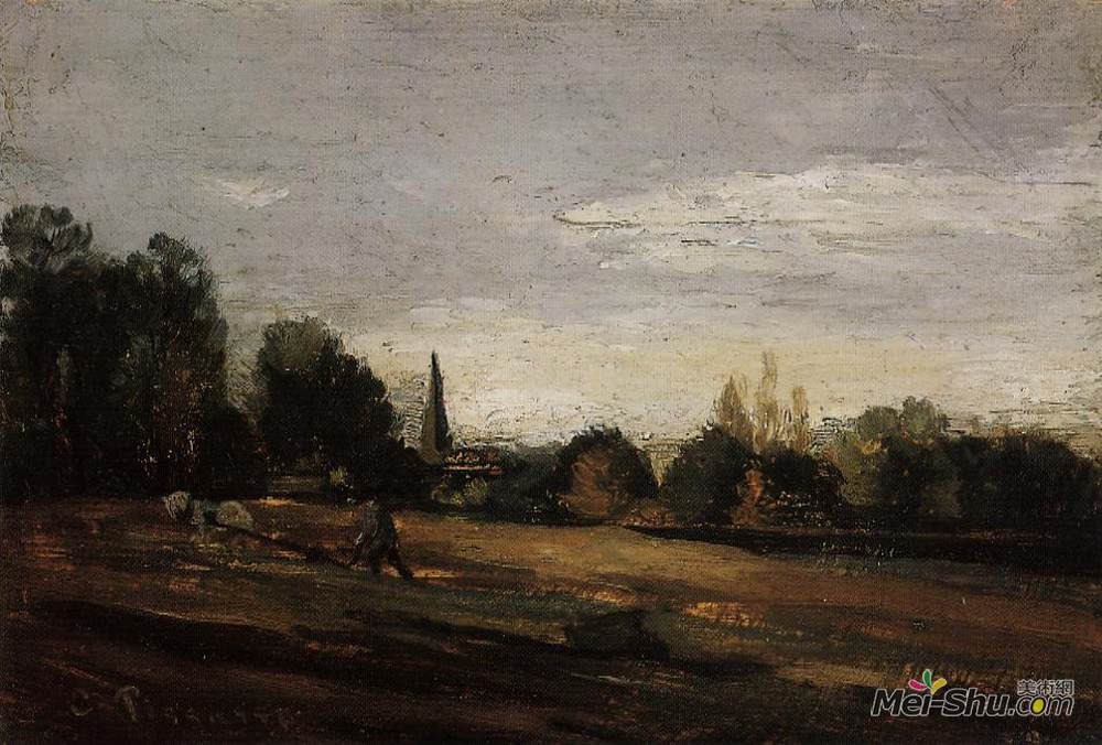 卡米耶·毕沙罗(Camille Pissarro)高清作品《农民在田里干活》
