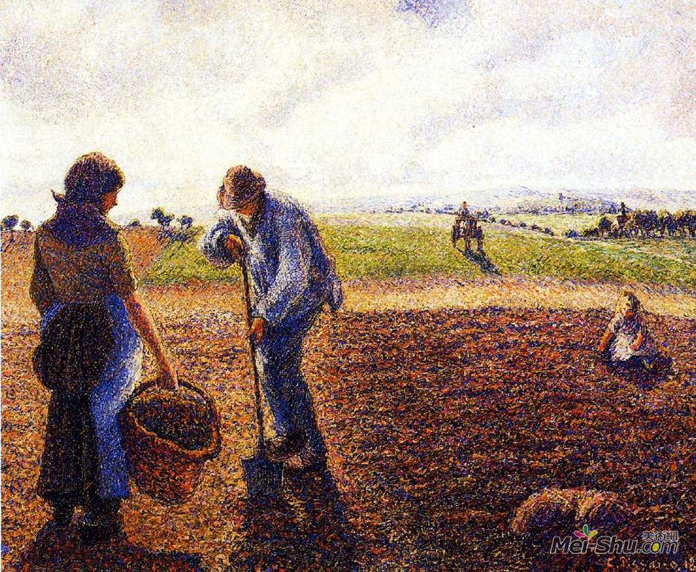 卡米耶·毕沙罗(Camille Pissarro)高清作品《Peasants in the Field, Eragny》