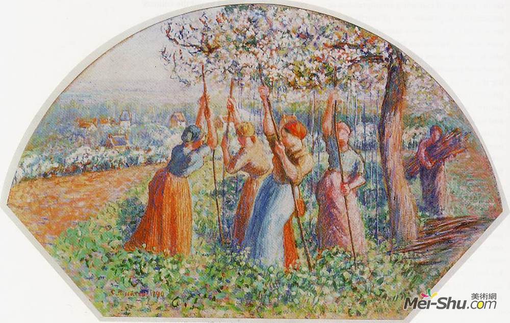 卡米耶·毕沙罗(Camille Pissarro)高清作品《农民种植豌豆（也称农民种植园）》