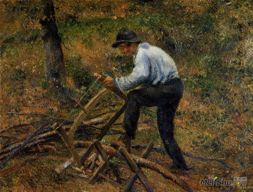 卡米耶·毕沙罗(Camille Pissarro)高清作品《佩雷甜瓜锯木业，蓬图瓦兹》