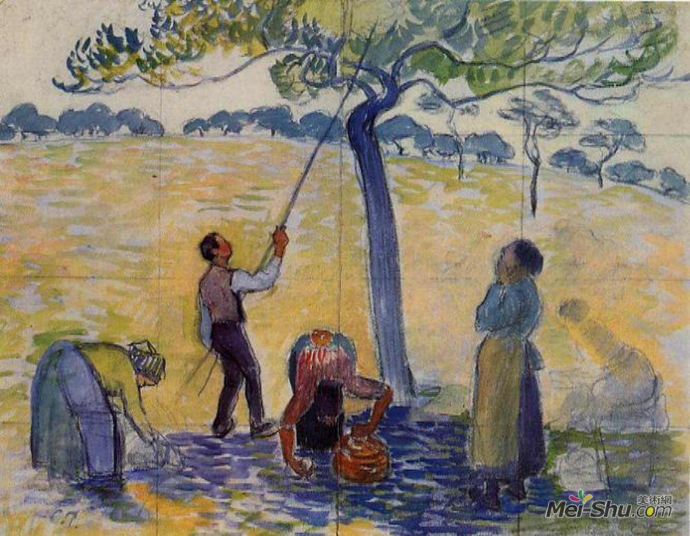 卡米耶·毕沙罗(Camille Pissarro)高清作品《摘苹果》