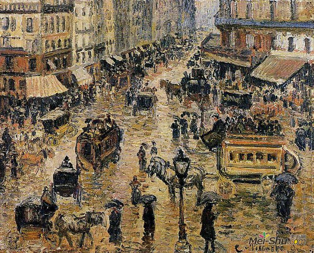 卡米耶·毕沙罗(Camille Pissarro)高清作品《哈佛广场，巴黎》