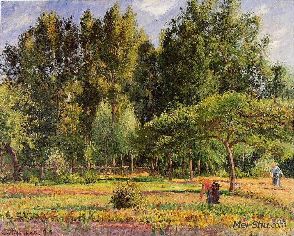 卡米耶·毕沙罗(Camille Pissarro)高清作品《Poplars, Afternoon in Eragny》