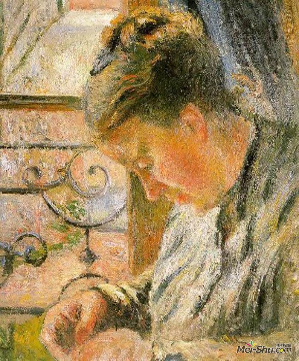 《毕沙罗夫人在窗边缝制的肖像》卡米耶·毕沙罗(camille pissarro)