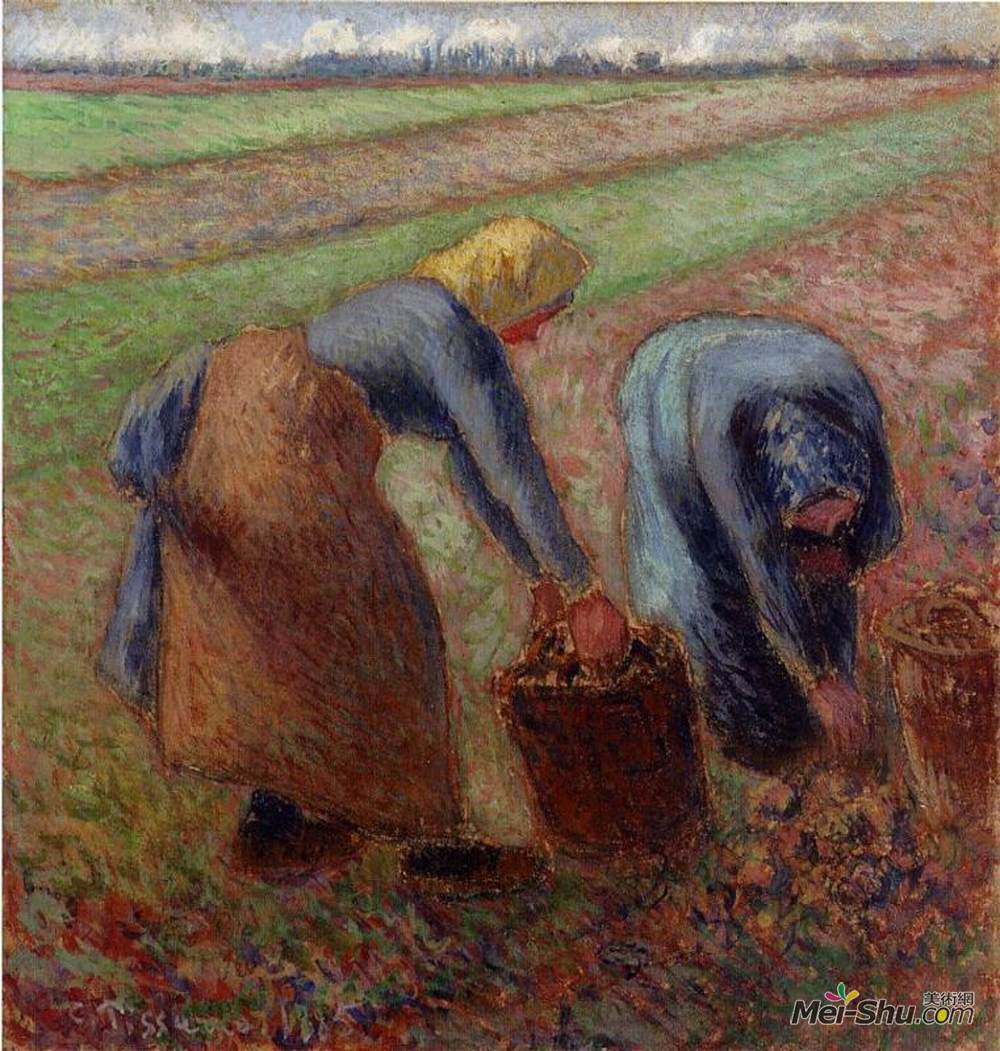 卡米耶·毕沙罗(Camille Pissarro)高清作品《马铃薯收获》