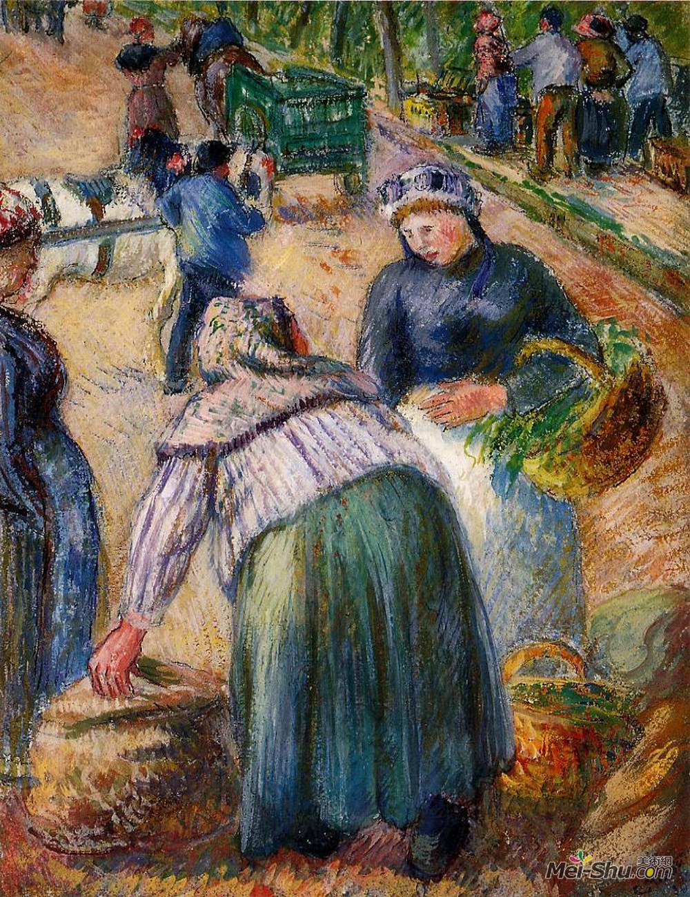 卡米耶·毕沙罗(Camille Pissarro)高清作品《Potato Market, Boulevard des Fosses, Pontoise》