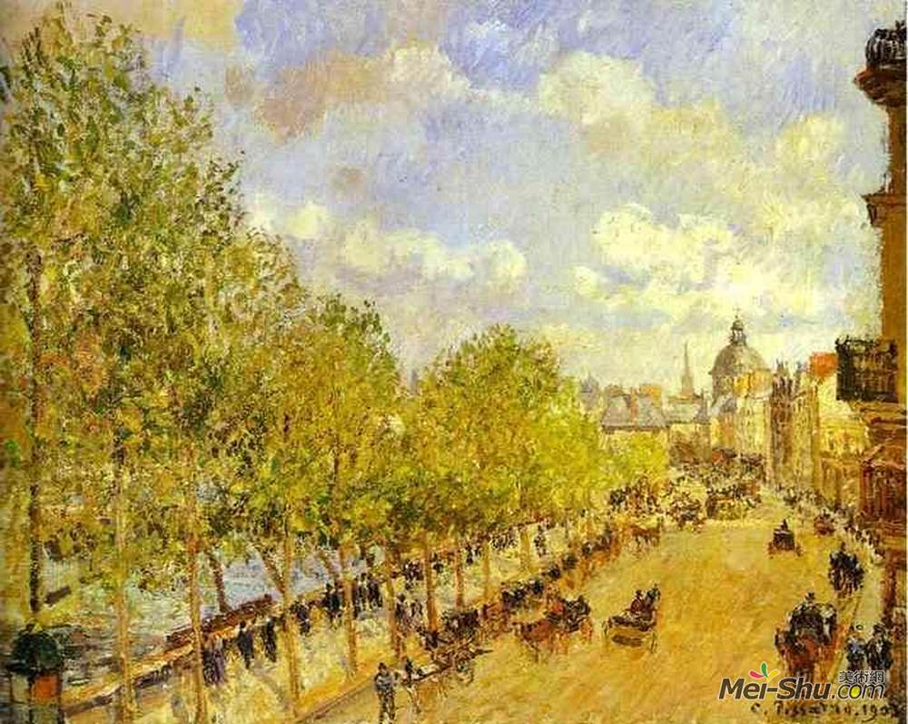 卡米耶·毕沙罗(Camille Pissarro)高清作品《Quai Malaquais in the Afternoon, Sunshine》