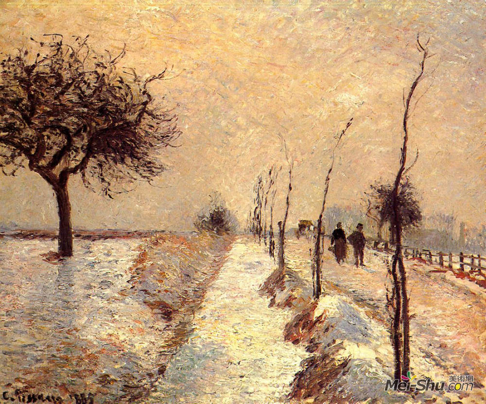 卡米耶·毕沙罗(Camille Pissarro)高清作品《Road at Eragny, Winter》