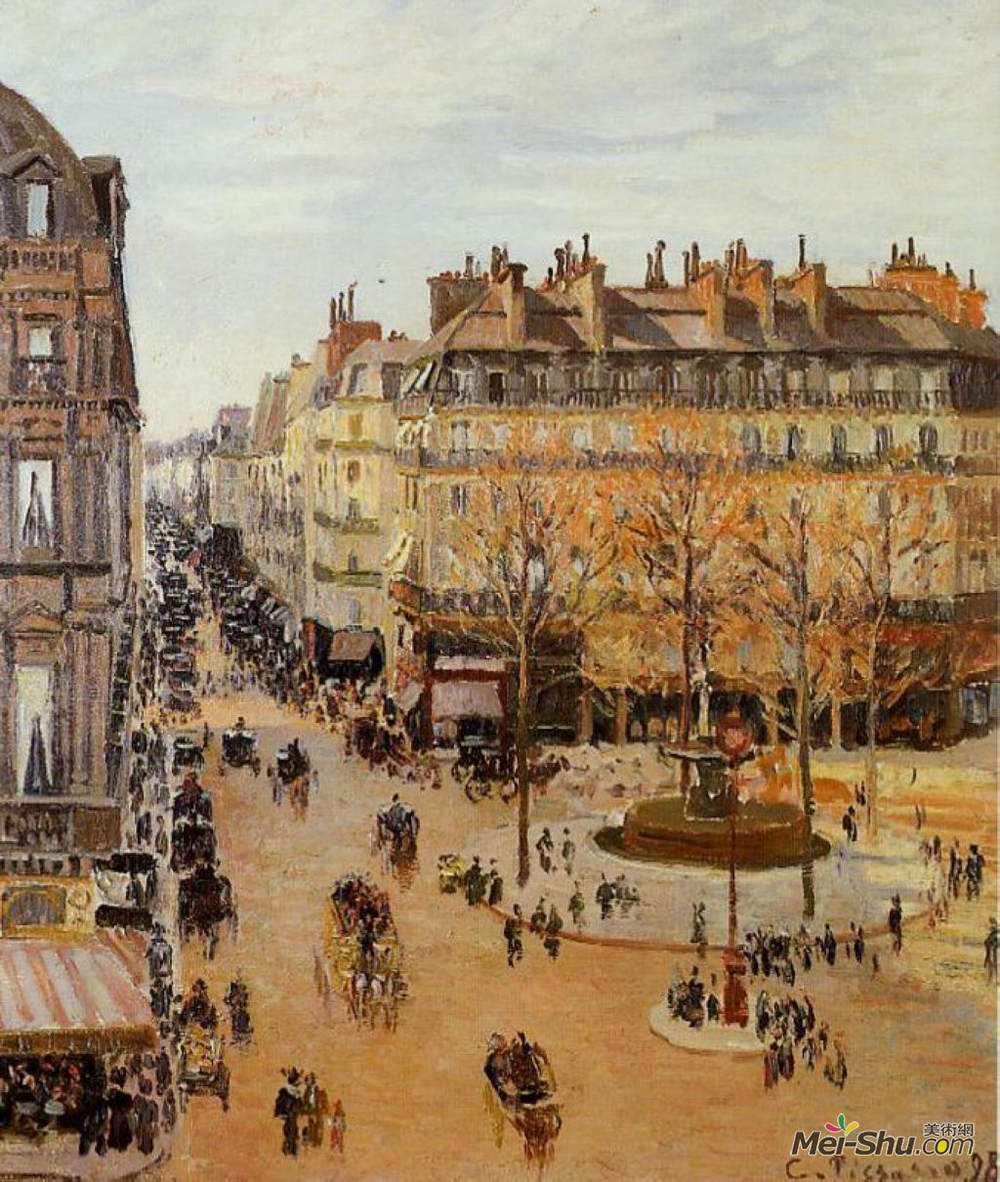 卡米耶·毕沙罗(Camille Pissarro)高清作品《Rue Saint-Honore, Sun Effect, Afternoon》