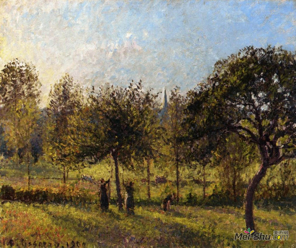 卡米耶·毕沙罗(Camille Pissarro)高清作品《Setting Sun, Autumn in Eragny》