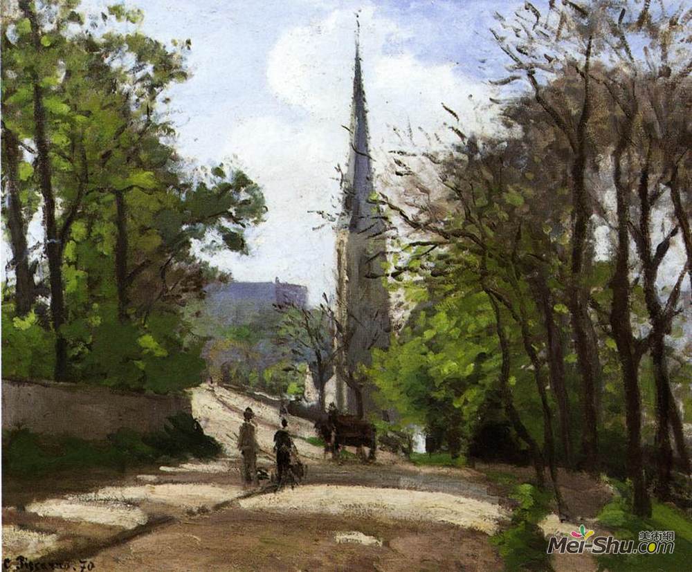 卡米耶·毕沙罗(Camille Pissarro)高清作品《圣诺尔伍德圣史蒂芬教堂》