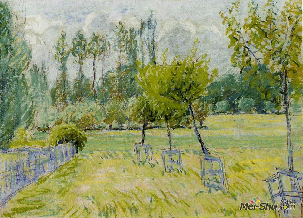 卡米耶·毕沙罗(Camille Pissarro)高清作品《Study of Apple Trees at Eragny》