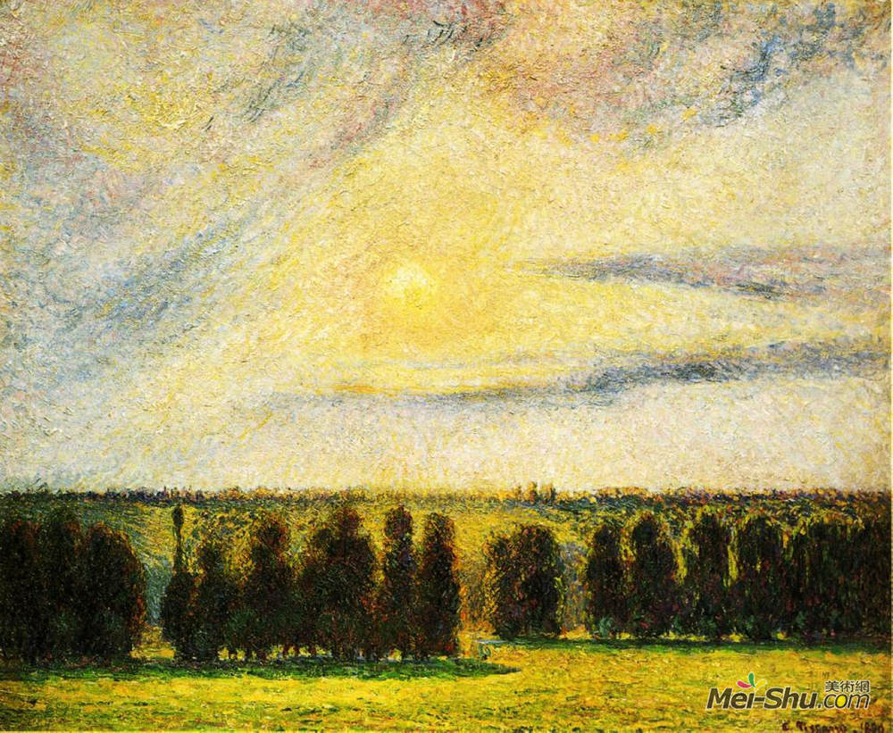 卡米耶·毕沙罗(Camille Pissarro)高清作品《Sunset at Eragny》