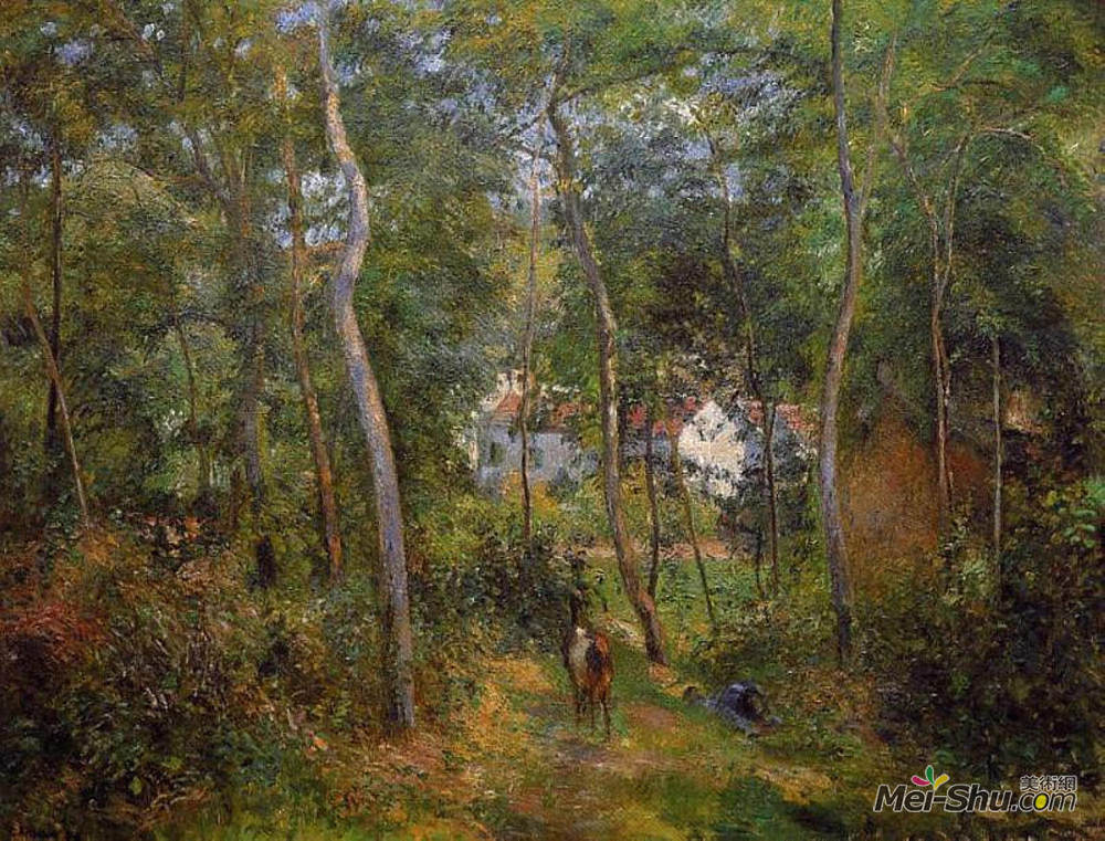 卡米耶·毕沙罗(Camille Pissarro)高清作品《The Backwoods of l'Hermitage, Pontoise》