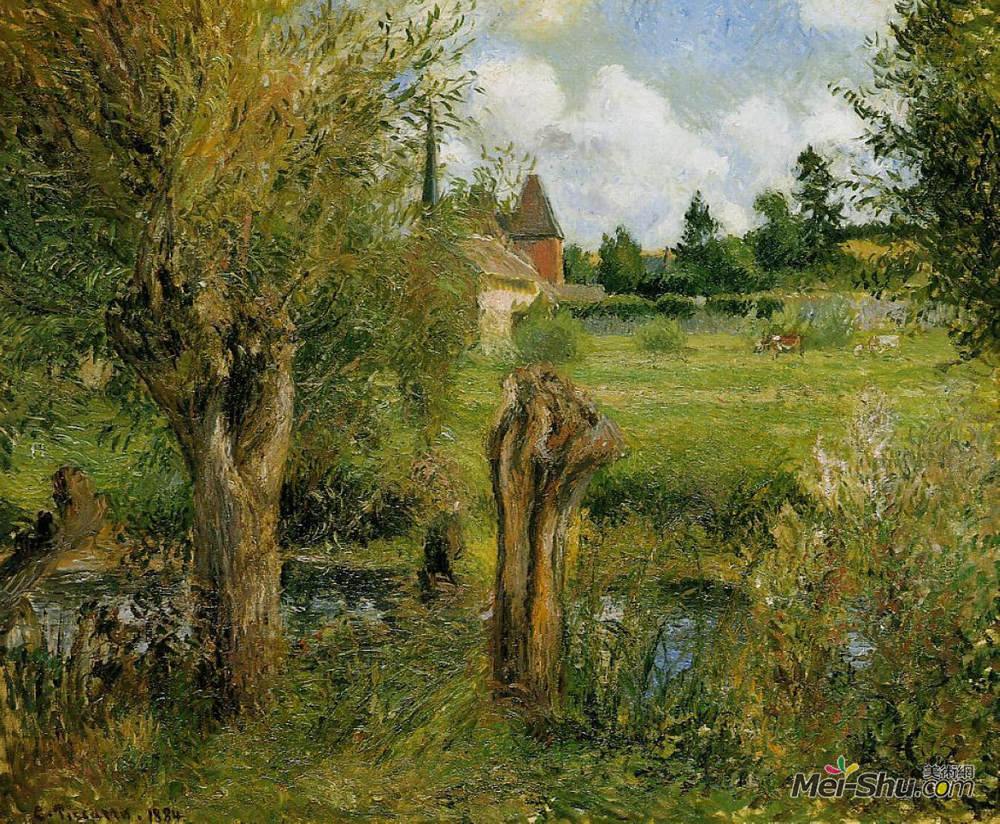 卡米耶·毕沙罗(Camille Pissarro)高清作品《The Banks of the Epte at Eragny》