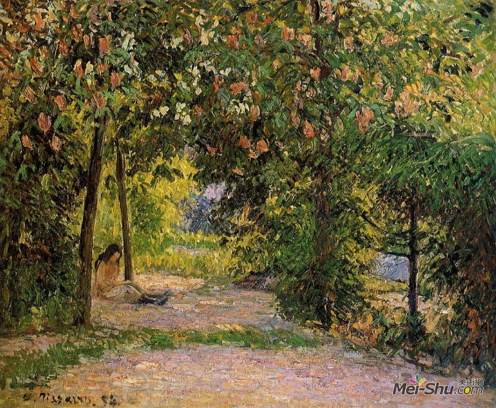 卡米耶·毕沙罗(Camille Pissarro)高清作品《The Garden in Spring, Eragny》