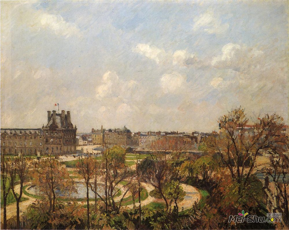 卡米耶·毕沙罗(Camille Pissarro)高清作品《杜伊勒里花园，早晨，春天》