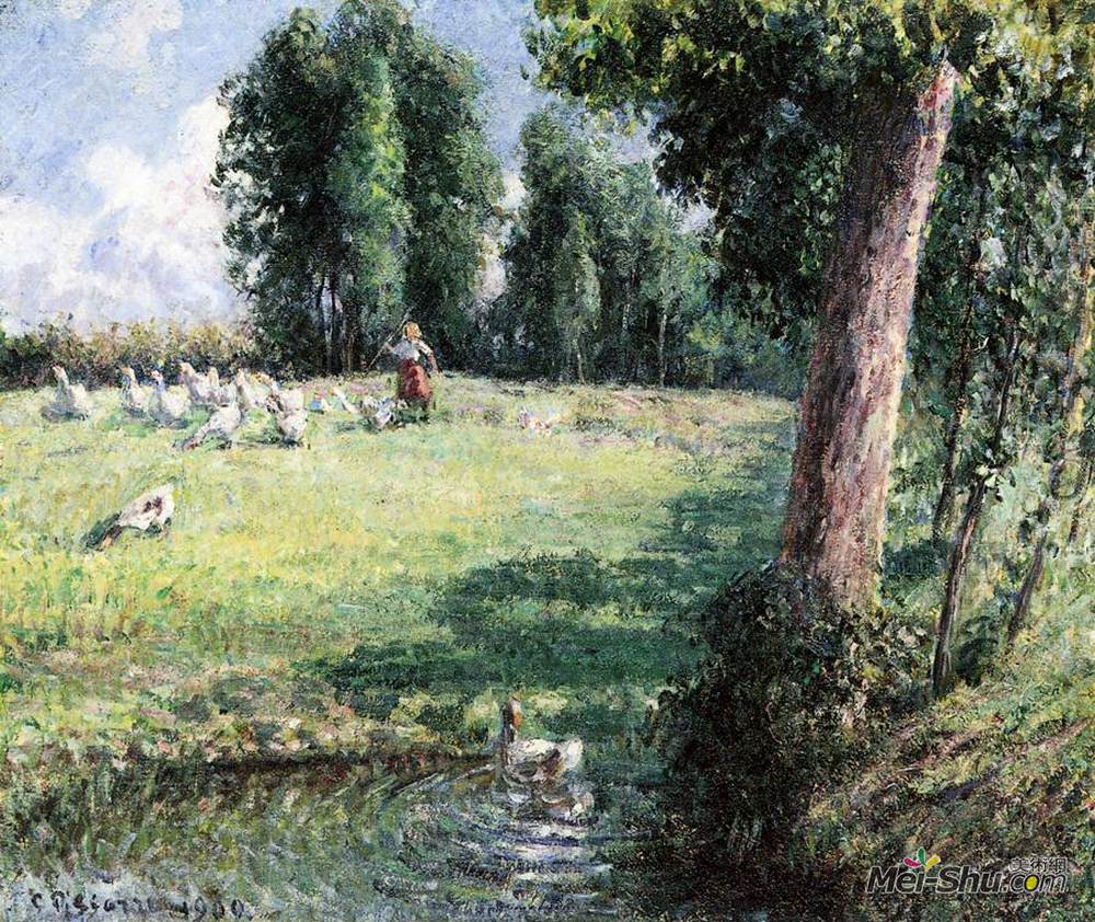 卡米耶·毕沙罗(Camille Pissarro)高清作品《牧鹅姑娘》