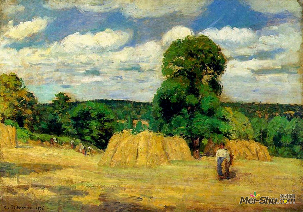 卡米耶·毕沙罗(Camille Pissarro)高清作品《Montfoucault的收获》