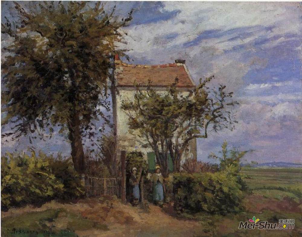 卡米耶·毕沙罗(Camille Pissarro)高清作品《The House in the Fields, Rueil》