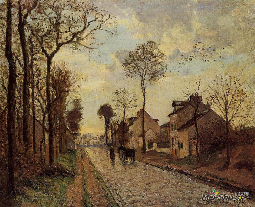 卡米耶·毕沙罗(Camille Pissarro)高清作品《The Louveciennes Road》