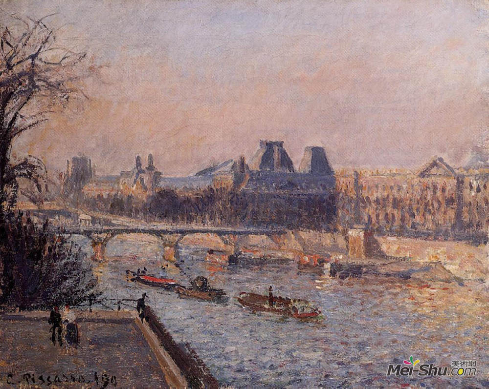 卡米耶·毕沙罗(Camille Pissarro)高清作品《卢浮宫，下午》