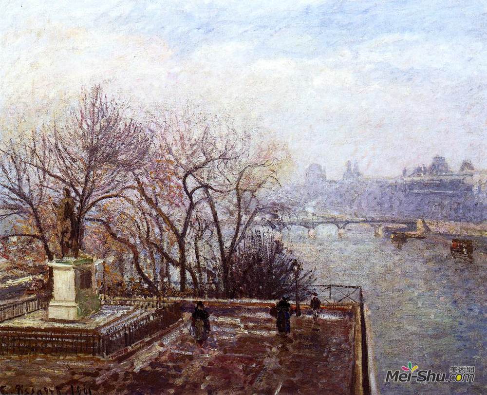 卡米耶·毕沙罗(Camille Pissarro)高清作品《卢浮宫，清晨，薄雾》
