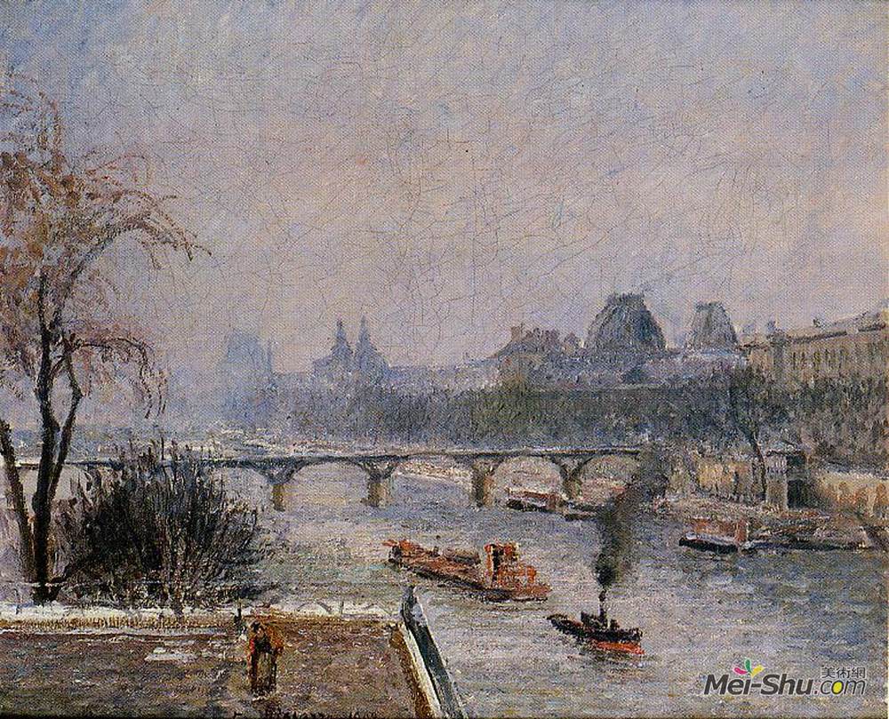 卡米耶·毕沙罗(Camille Pissarro)高清作品《卢浮宫，早晨，中岛幸惠效应》