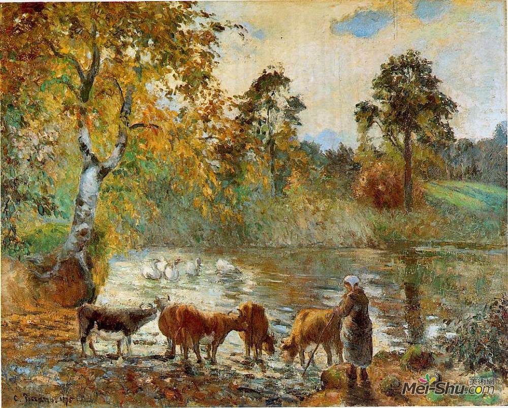 卡米耶·毕沙罗(Camille Pissarro)高清作品《Montfoucault的池塘》