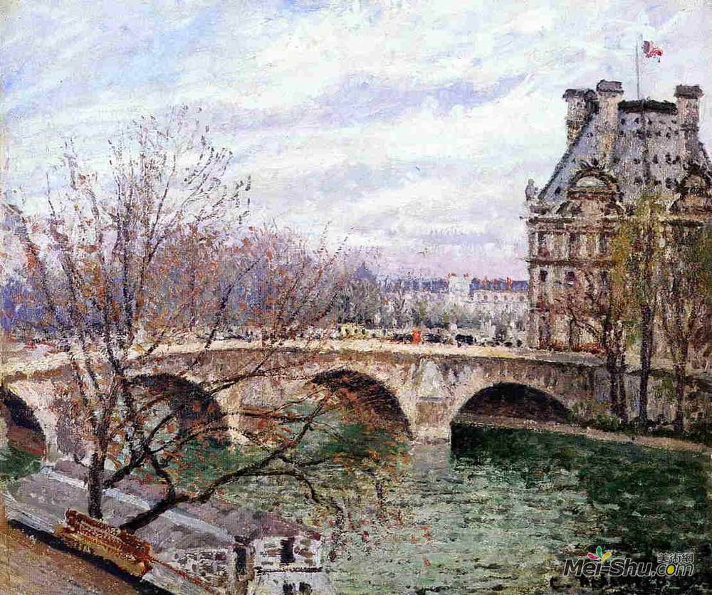 卡米耶·毕沙罗(Camille Pissarro)高清作品《The Pont Royal and the Pavillon de Flore》