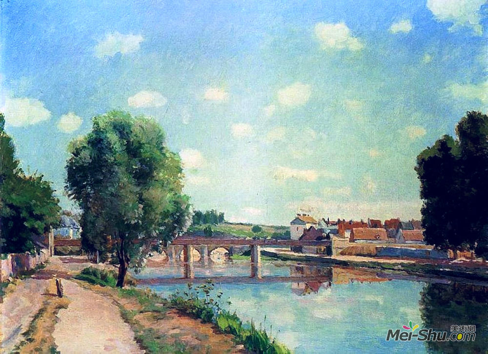 卡米耶·毕沙罗(Camille Pissarro)高清作品《铁路桥，蓬图瓦兹》
