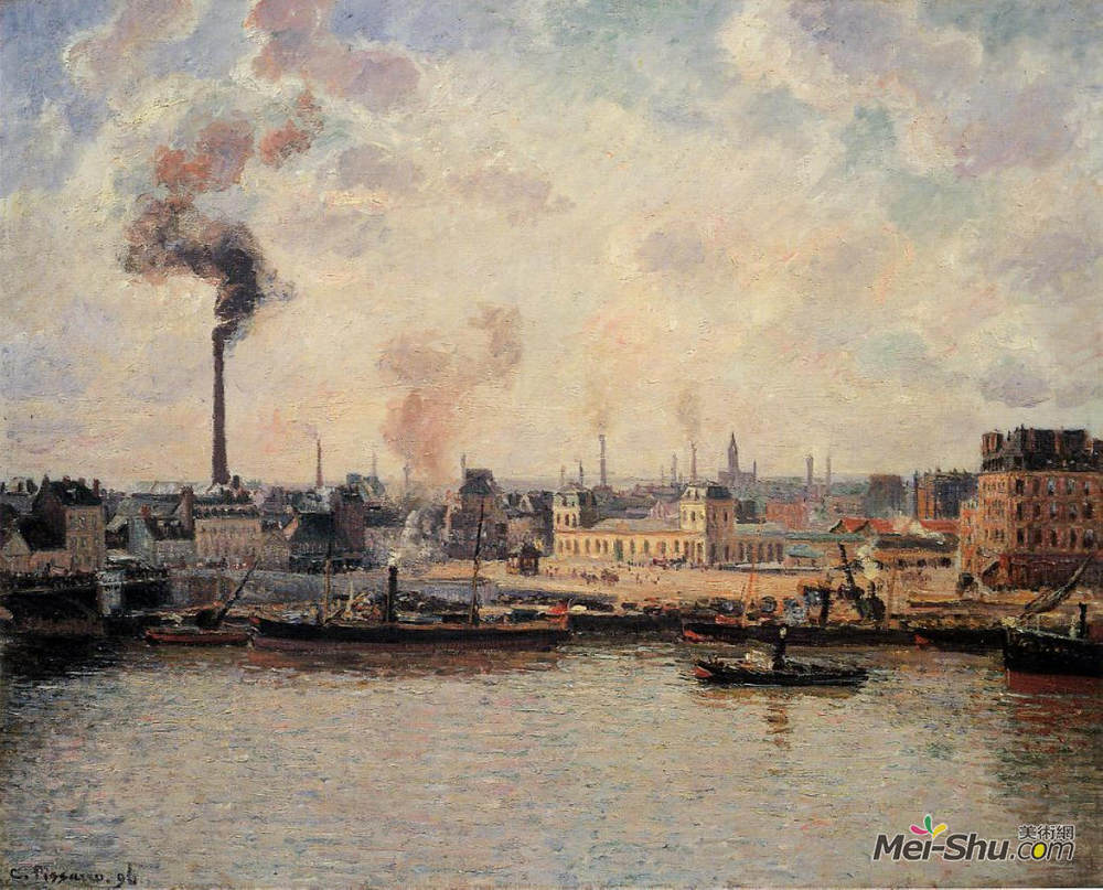 卡米耶·毕沙罗(Camille Pissarro)高清作品《圣塞弗码头，鲁昂》