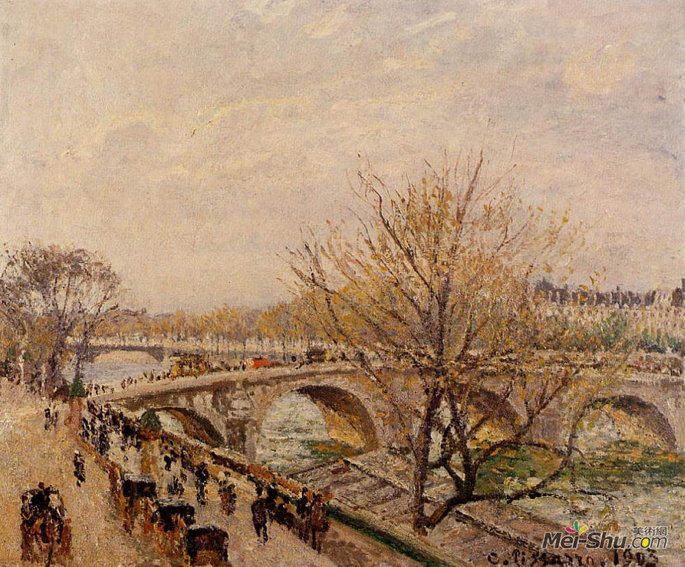 卡米耶·毕沙罗(Camille Pissarro)高清作品《The Seine at Paris, Pont Royal》