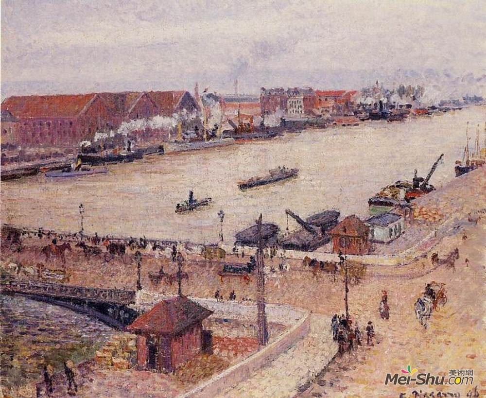 卡米耶·毕沙罗(Camille Pissarro)高清作品《他在《洪水，鲁昂》