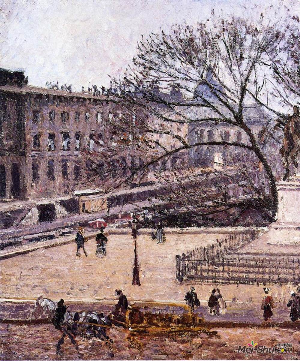 卡米耶·毕沙罗(Camille Pissarro)高清作品《财政部和学院，灰色天气》