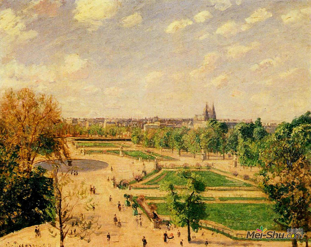 卡米耶·毕沙罗(Camille Pissarro)高清作品《The Tuilleries Gardens Morning, Spring, Sun》