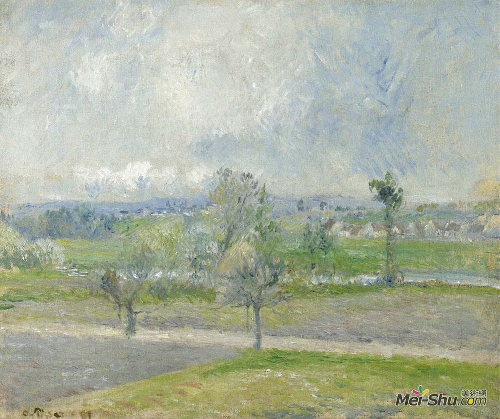 卡米耶·毕沙罗(Camille Pissarro)高清作品《Valhermeil near Oise, Rain effect》